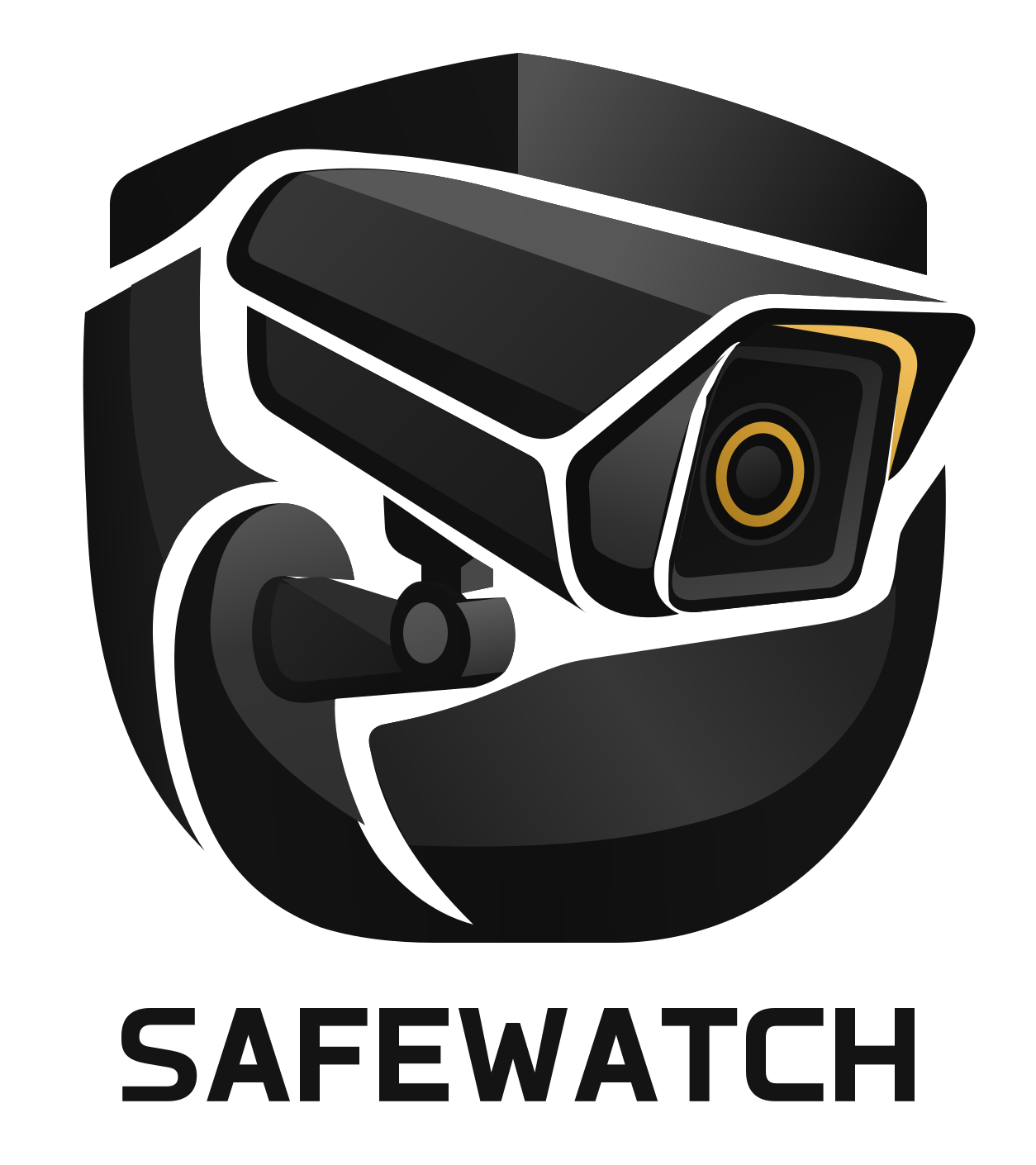 Official SafeWatch logo: CCTV camera within a shield and SafeWatch wordmark